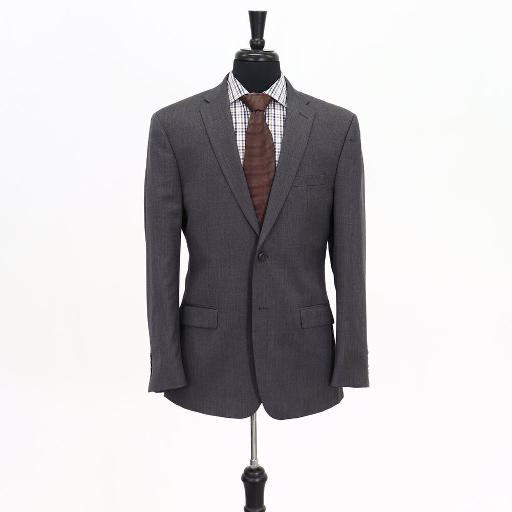 Jos. A. Bank 40R Gray Solid 2-Button Sport Coat Blazer Jacket G246